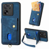 Противоударный чехол Retro Card Wallet Fold Leatherна для Xiaomi 13T / 13T Pro - синий