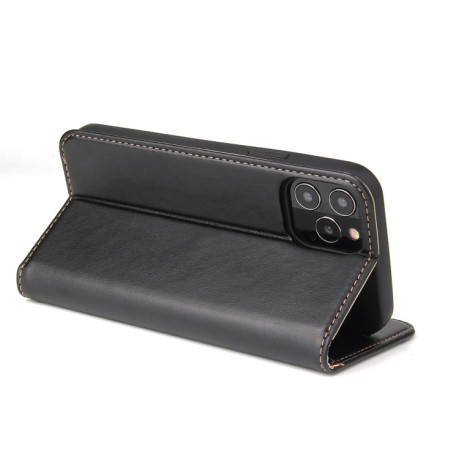 Кожаный чехол-книжка Fierre Shann Genuine leather на iPhone 12/12 Pro - черный