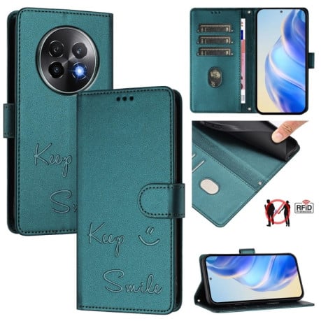 Чохол-книжка Embossing Stripe RFID для Realme 13+ 5G/13 Pro 5G/13 Pro+ - Peacock Green