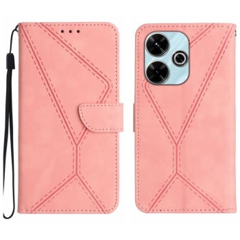 Чехол-книжка Stitching Embossed Leather для  Xiaomi Redmi 13 4G - розовый