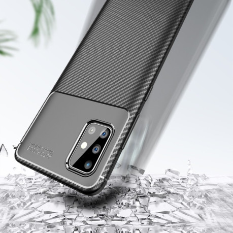 Противоударный Чехол Beetle Series Carbon Fiber на Samsung Galaxy A71 - коричневый