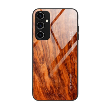 Противоударный чехол Wood Grain Glass на Samsung Galaxy A14 5G - светло-коричневый