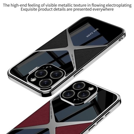 Противоударный чехол GKK Leather Electroplating Supersonic Speed Shockproof для iPhone 16 Pro Max - Carbon