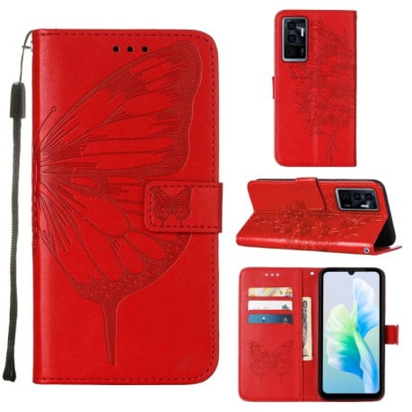 Чохол-книжка Embossed Butterfly для Vivo S10e 5G/V23e 4G/V23E 5G/Y75 4G - червоний