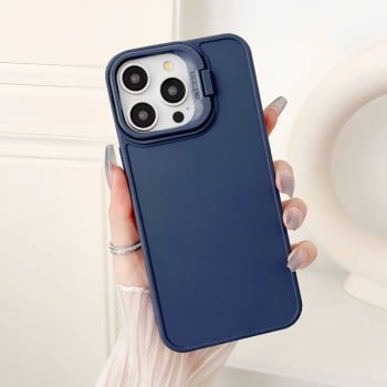 Противоударный чехол Lens Frame Holder Shockproof для iPhone 16 Pro Max - синий