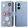 Чехол-книжка Stereoscopic Flowers для Realme C33 - синий