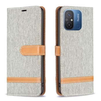 Чехол-книжка Color Matching Denim Texture на Xiaomi Redmi Poco C55/Redmi 12C/11A- серый