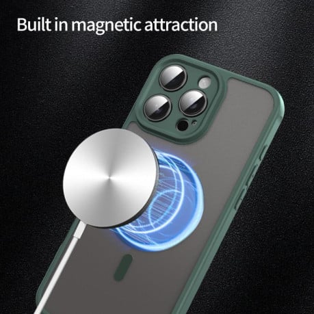 Противоударный чехол Fan Dun Series TPU Hybrid PC Frosted Magsafe для  iPhone 16e - зеленый