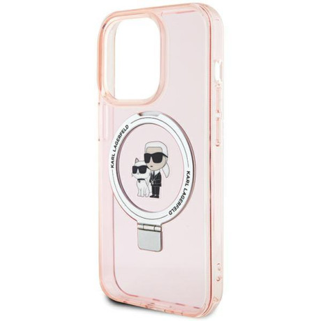 Оригинальный чехол Karl Lagerfeld Ring Stand Karl Choupette MagSafe для iPhone 15 Pro Max - pink(KLHMP15XHMRSKCP)