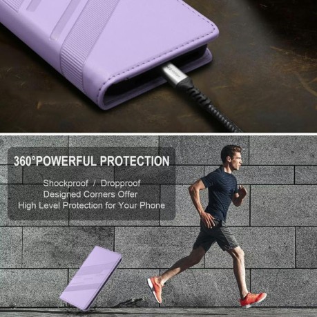 Чехол-книжка Embossed Multi-functional Wallet Retro Leather на Realme GT7 Pro - фиолетовый