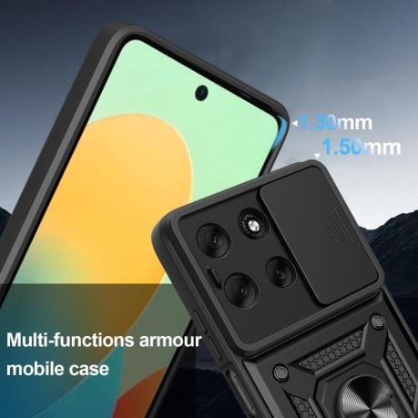 Чехол со шторкой на камеры Sliding Camshield и кармашком для карт на Motorola Moto G56 5G - синий