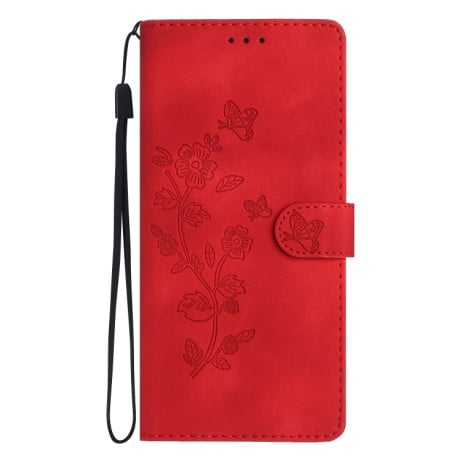 Чехол-книжка Flower Butterfly Embossing для Samsung Galaxy A05 - красный