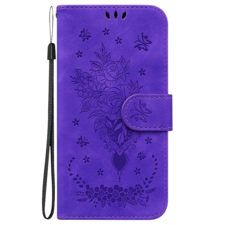 Чехол-книжка Butterfly Rose Embossed для Samsung Galaxy A05 - фиолетовый