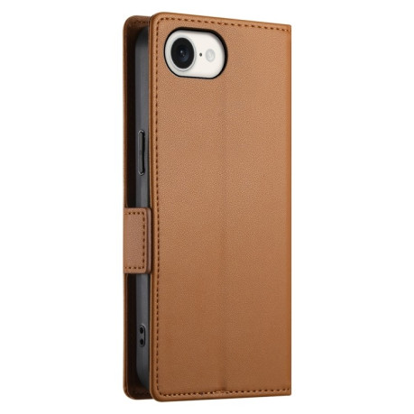 Чехол-книжка Side Buckle Magnetic Frosted Leather для iPhone 16e - коричневый
