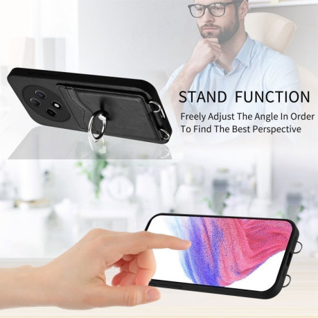 Чохол протиударний R20 Ring Card Holder для OPPO A3 Pro 5G - чорний