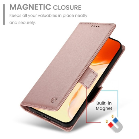 Чехол-книжка Side Buckle Magnetic Frosted Leather для iPhone 16 Plus - розовое золото