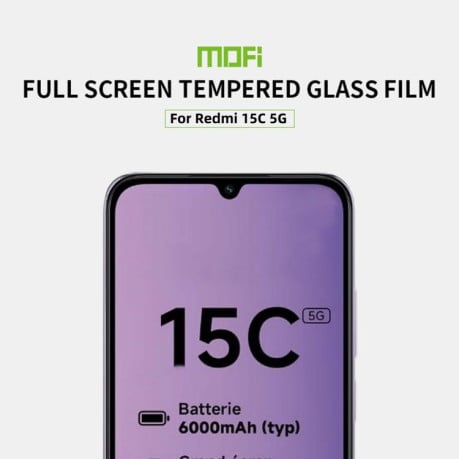 Захисне скло MOFI 9H 3D Full Screen на Xiaomi Redmi 15C 5G 173.1mm - чорне