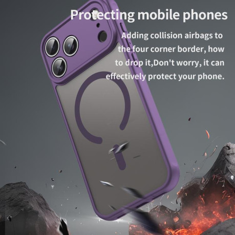 Противоударный чехол Fan Dun Series TPU Hybrid PC Frosted Magsafe для iPhone 17 Pro Max - фиолетовый