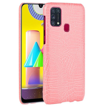 Ударопрочный чехол Crocodile Texture на Samsung Galaxy M31 - розовый