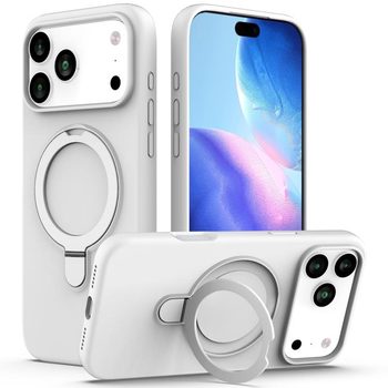 Чехол Escase из жидкого силикона с кольцом и MagSafe на iPhone 18 Pro Max / 17 Pro Max — белый