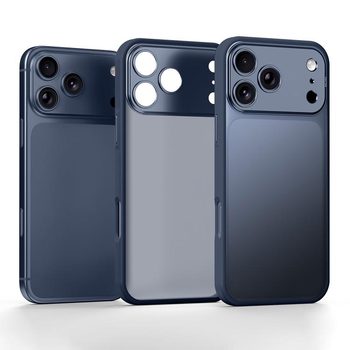 Напівпрозорий матовий протиударний чохол Sulada на iPhone 18 Pro — синій
