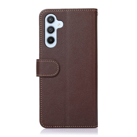 Чехол-книжка KHAZNEH Litchi Texture для Samsung Galaxy A55 5G - коричневый