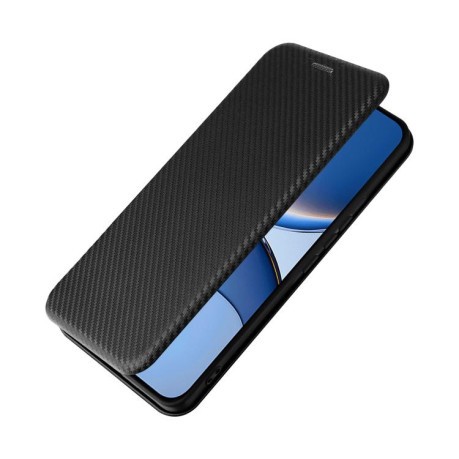 Чехол-книжка Carbon Fiber Texture на Xiaomi Poco F7 5G - чорний