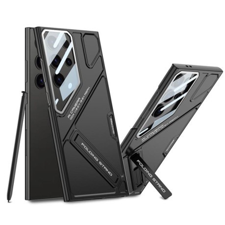 Протиударний чохол GKK Mech Style Ultra-thin Folding Holder Not Included Pen для Samsung Galaxy S25 Ultra 5G - чорний