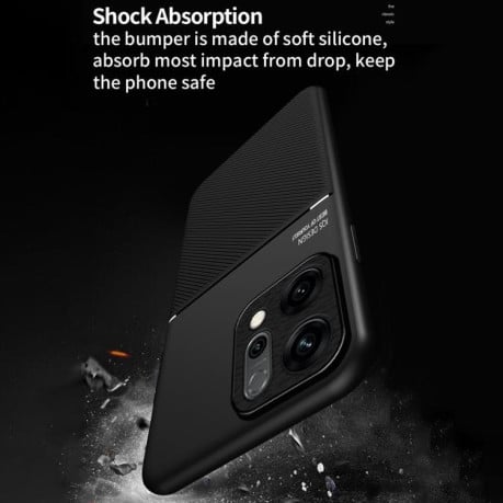 Противоударный чехол Tilt Strip Grain на OPPO Reno14 Global  - синий