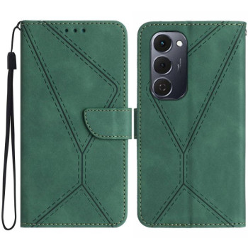 Чехол-книжка Stitching Embossed Leather на Tecno Spark 40 Pro+ 4G — зелёный