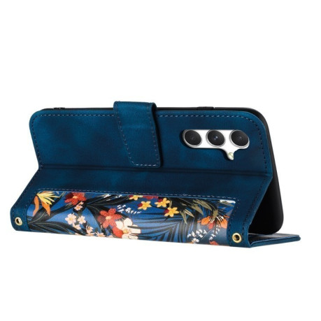 Чехол-книжка Floral Pattern Leather для Samsung Galaxy A56 5G - синий