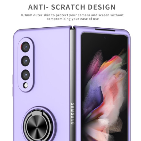 Противоударный чехол Armor Ring Holder для Samsung Galaxy Fold4 - фиолетовый