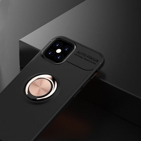 Ударозащитный чехол Metal Ring Holder 360 Degree Rotating на iPhone 12 Mini - черный-розовое золото