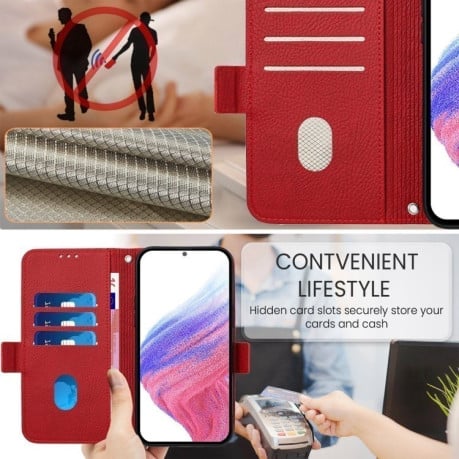 Чехол-книжка Embossed Rose RFID Anti-theft Leather для Samsung Galaxy A16 5G - красный