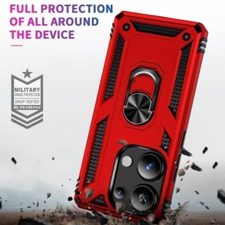 Протиударний чохол HMC 360 Degree Rotating Holder на Xiaomi Redmi Note 14S/ 13 Pro 4G / POCO M6 Pro 4G - червоний