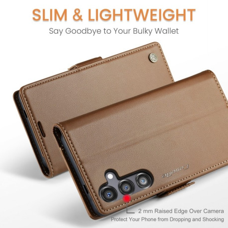 Чехол-книжка CaseMe 023 Butterfly Buckle Litchi Texture RFID Anti-theft Leather для Samsung Galaxy S24 FE 5G - коричневый
