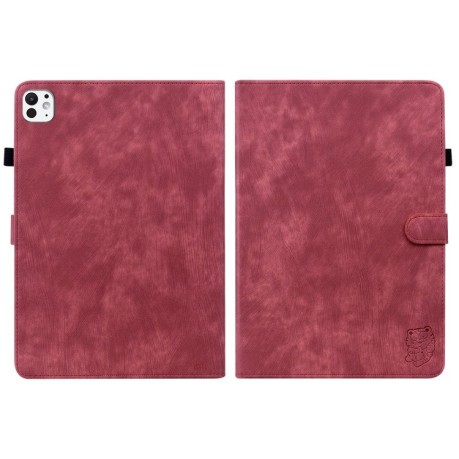 Чехол-книжка Embossed Tiger Pattern Leather для iPad Pro 11 2024 - красный