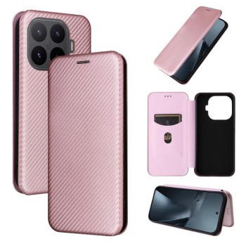 Чохол-книжка Carbon Fiber Texture на Xiaomi 17T Pro 5G — рожевий