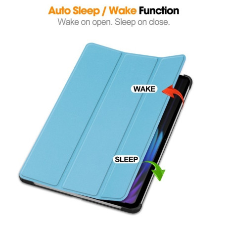 Чехол Custer Texture Three-folding Sleep/Wake-up для Xiaomi Pad 7 / 7 Pro- черный - голубой