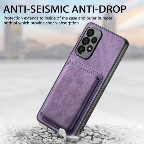 Противоударный чехол Magnetic Wallet Card для Samsung Galaxy A35 5G - фиолетовый