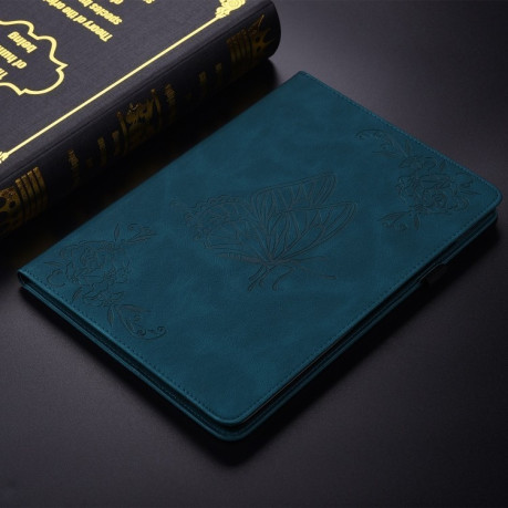 Чехол-книжка Butterfly Flower Embossed Leather на Xiaomi Pad 7 / Pad 7 Pro - синий