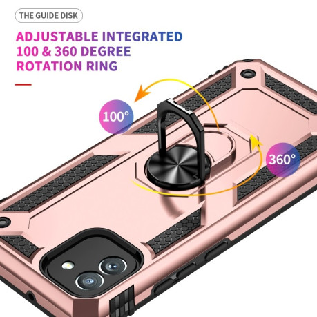 Противоударный чехол HMC 360 Degree Rotating Holder на Samsung Galaxy A03/A04E - розовое золото