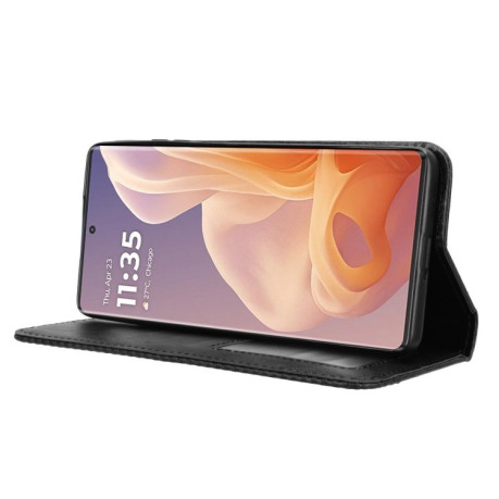 Чехол-книжка Magnetic Buckle Retro Crazy Horse Texture на Motorola Moto G85 5G / S50 Neo 5G - черный