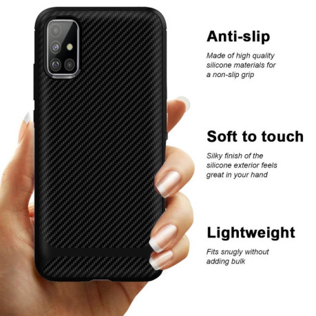 Противоударный чехол HMC Carbon Fiber Series на Samsung Galaxy A51 - Черный