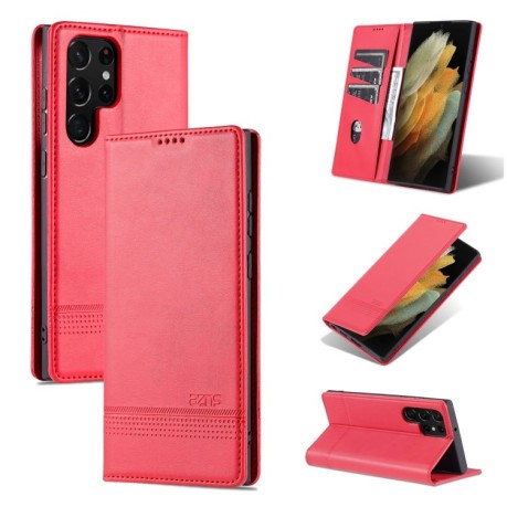 Чехол-книжка AZNS Magnetic Calf на Samsung Galaxy S22 Ultra 5G - красный