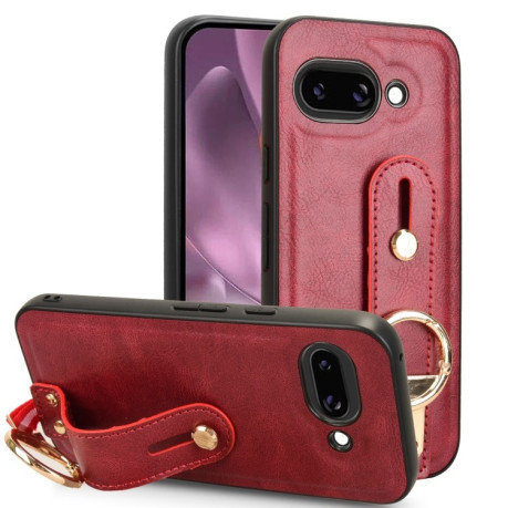 Противоударный чехол Wristband Leather Back для Google Pixel 9a - красный