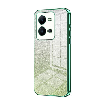 Ударозащитный чехол Gradient Glitter Powder Electroplated на Vivo V25 / V25e - зеленый