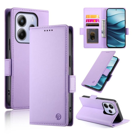 Чохол-книжка Side Buckle Magnetic Frosted Leather для Xiaomi Redmi Note 14 4G 164.84mm - фіолетовий