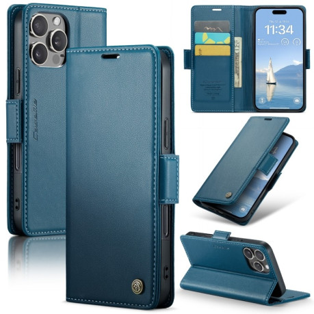 Чохол-книжка CaseMe 023 Butterfly Buckle Litchi Texture RFID Anti-theft Leather для iPhone 16 Pro - синій