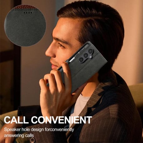 Чохол книжка LC.IMEEKE з фактурою Calf та магнітним хлястиком на Samsung Galaxy S25 FE 5G - чорний